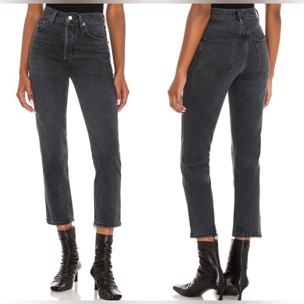 Agolde Women's Straight Leg Jeans in Dark Gray